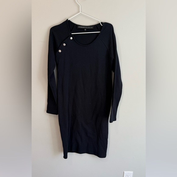 STOWAWAY COLLECTION size small black maternity dress with gold side buttons 1804 - Picture 2 of 9